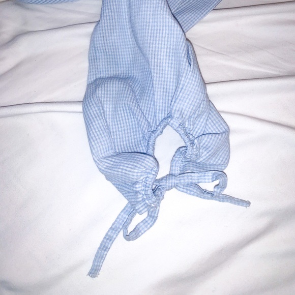 MICHAEL KORS Baby Blue Gingham Peasant Top - Picture 2 of 8